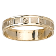 5.0mm 14K Two Tone Gold Pattern Wedding Ring
