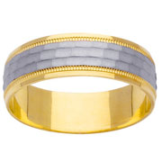 Textured Design 14K Two Tone Gold Wedding Band