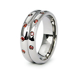 Bezel Set Orange Cubic Zirconia Titanium Ring