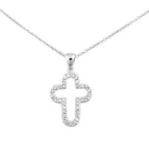 Silver Cubic Zirconia Cross Pendant