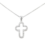 Silver Cubic Zirconia Cross Pendant