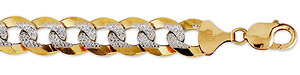 13.9mm White Pave Curb Link (Cuban Link) Bracelet