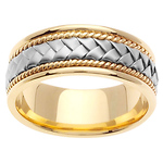 Unique Solid Two Tone Solid 14K Yellow Gold Mens Braided Wedding Band  Comfort Fit Design 002000