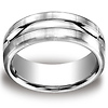 Rugged 10mm Satin Center Cut Comfort-Fit Argentium Silver Mens Ring